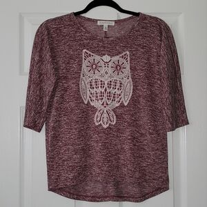 AEROPOSTALE Short Sleeve Shirt with Embroidered Owl Size S/P